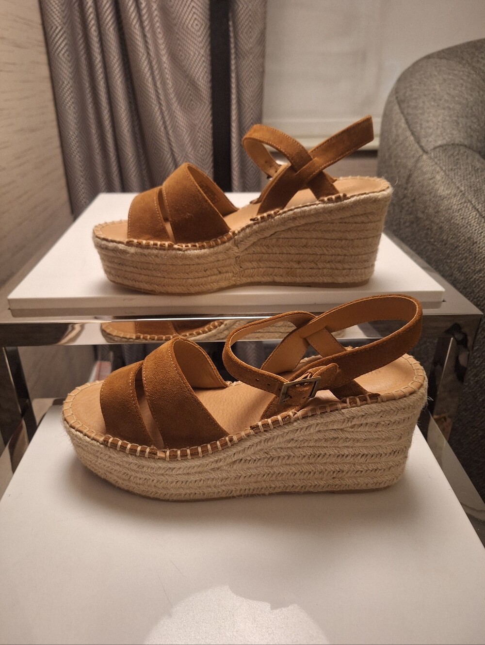 Soludos Women’s Tan Suede Espadrille Wedge Sandals Size 9.5 - Picture 8 of 9